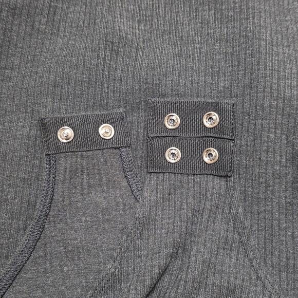 NWT Old Navy Long Sleeve Rib-Knit Bodysuit Square Neck, Dark Gray, Medium - Picture 4 of 6